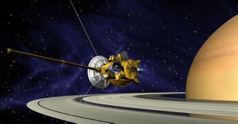 Artist's depiction of the Cassini spacecraft in orbit around Saturn
