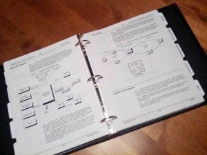 Image of a binder with important technical documents