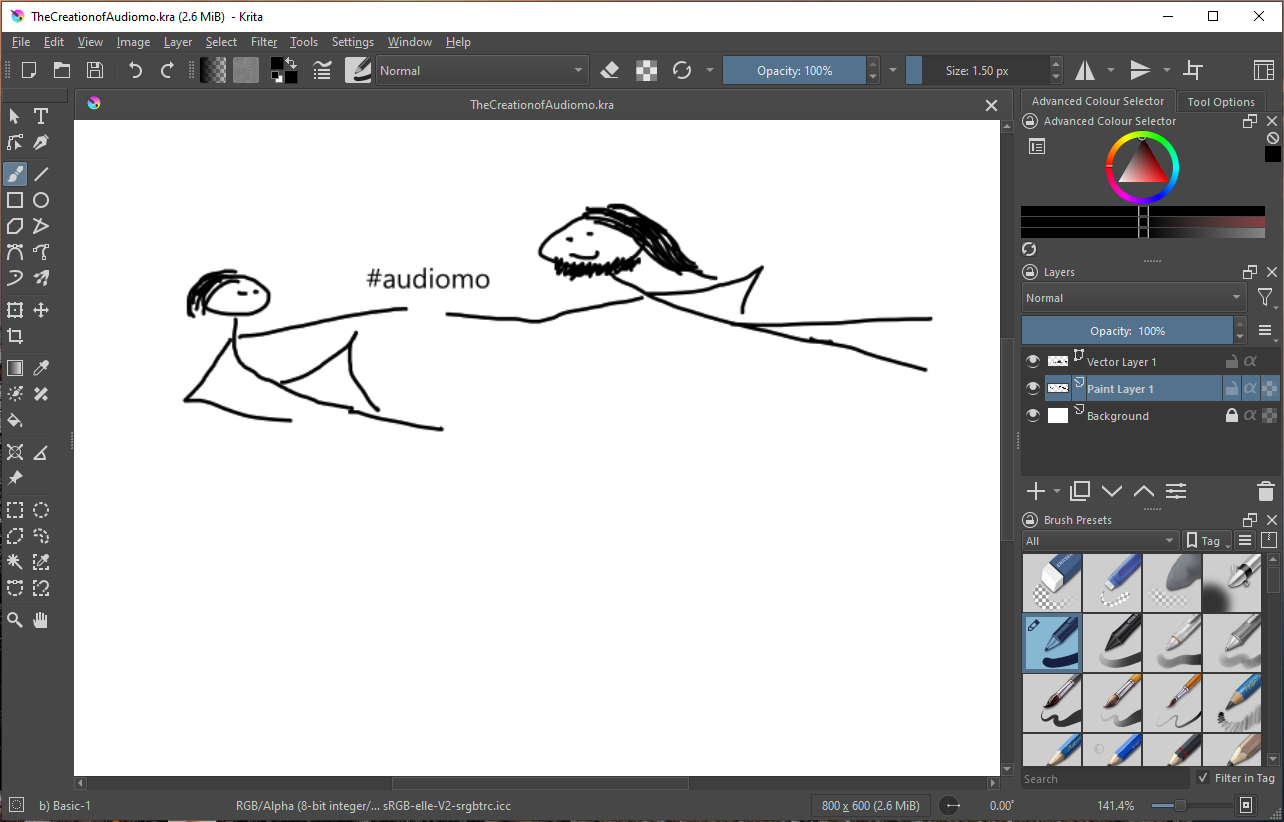 A stick figure spoof on the creation of #audiomo (warning, very bad drawing)
