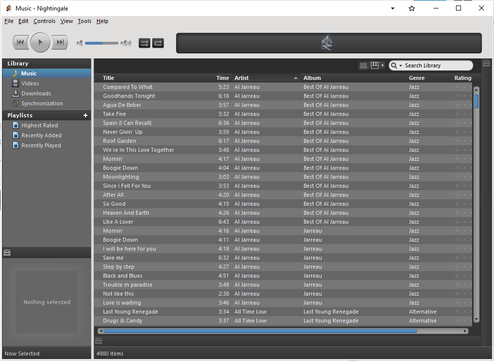 Screenshot of Nightingale the free, open source music player