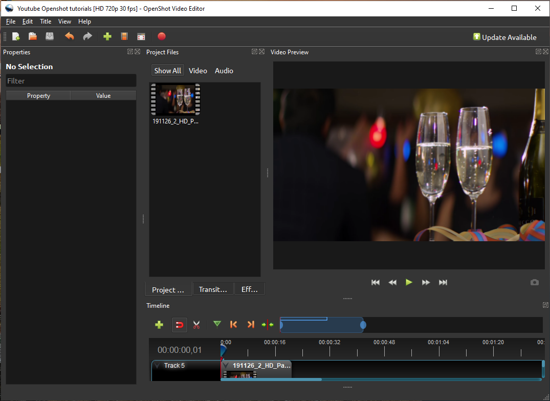 Screenshot of Openshot the free, open source video editor.